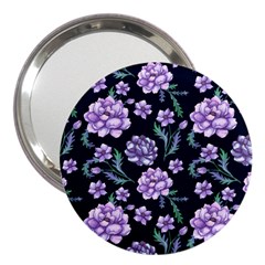 Elegant Purple Pink Peonies In Dark Blue Background 3  Handbag Mirrors by augustinet