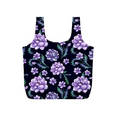 Elegant Purple Pink Peonies In Dark Blue Background Full Print Recycle Bag (s)