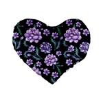 Elegant purple pink peonies in dark blue background Standard 16  Premium Flano Heart Shape Cushions Front