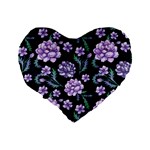 Elegant purple pink peonies in dark blue background Standard 16  Premium Flano Heart Shape Cushions Back