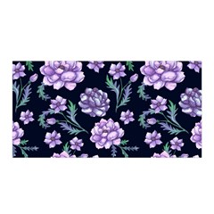 Elegant Purple Pink Peonies In Dark Blue Background Satin Wrap 35  X 70  by augustinet