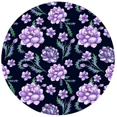 Elegant Purple Pink Peonies In Dark Blue Background Wooden Bottle Opener (round) by augustinet