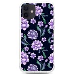 Elegant purple pink peonies in dark blue background iPhone 12/12 Pro TPU UV Print Case Front