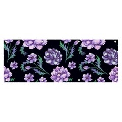 Elegant Purple Pink Peonies In Dark Blue Background Banner And Sign 8  X 3  by augustinet