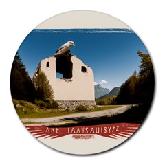  Us Ventag Eagles Travel Poster Graphic Style Redbleuwhite  Round Mousepad by steakspro94