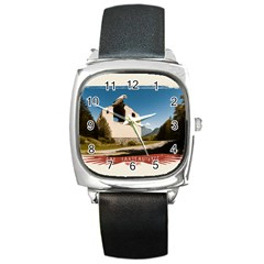  Us Ventag Eagles Travel Poster Graphic Style Redbleuwhite  Square Metal Watch by steakspro94