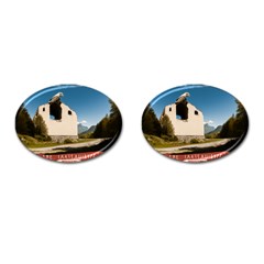  Us Ventag Eagles Travel Poster Graphic Style Redbleuwhite  Cufflinks (oval)