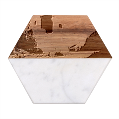  Us Ventag Eagles Travel Poster Graphic Style Redbleuwhite  Marble Wood Coaster (hexagon) 