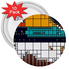 Abstract Statistics Rectangles Classification 3  Buttons (10 Pack)  by Pakemis