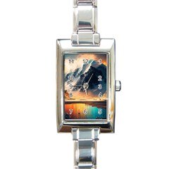 Abstract Color Colorful Mountain Ocean Sea Rectangle Italian Charm Watch by Pakemis