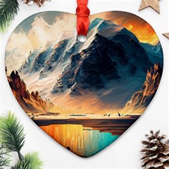 Abstract Color Colorful Mountain Ocean Sea Ornament (heart) by Pakemis