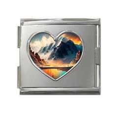 Abstract Color Colorful Mountain Ocean Sea Mega Link Heart Italian Charm (18mm)