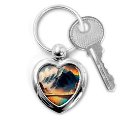 Abstract Color Colorful Mountain Ocean Sea Key Chain (heart) by Pakemis