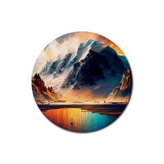 Abstract Color Colorful Mountain Ocean Sea Rubber Coaster (round) by Pakemis