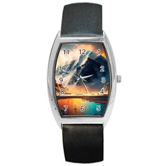 Abstract Color Colorful Mountain Ocean Sea Barrel Style Metal Watch by Pakemis