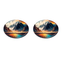 Abstract Color Colorful Mountain Ocean Sea Cufflinks (oval) by Pakemis