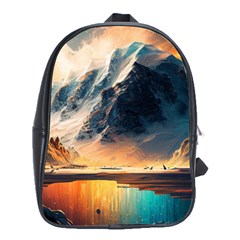 Abstract Color Colorful Mountain Ocean Sea School Bag (large)