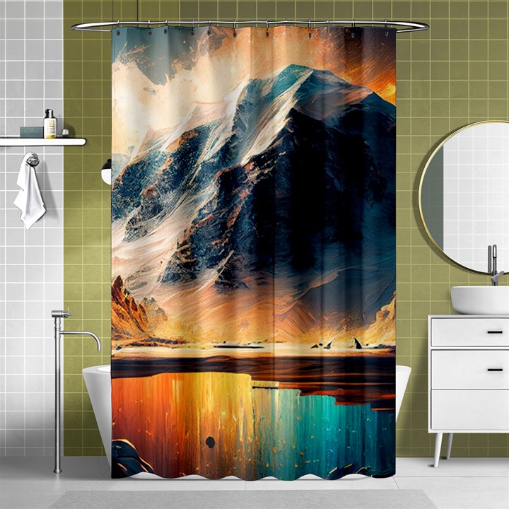 Abstract Color Colorful Mountain Ocean Sea Shower Curtain 48  x 72  (Small) 