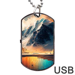 Abstract Color Colorful Mountain Ocean Sea Dog Tag Usb Flash (two Sides) by Pakemis