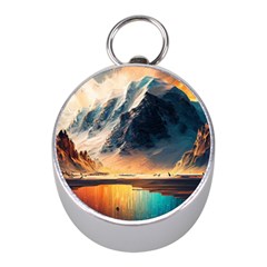 Abstract Color Colorful Mountain Ocean Sea Mini Silver Compasses by Pakemis