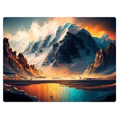 Abstract Color Colorful Mountain Ocean Sea One Side Premium Plush Fleece Blanket (extra Small)