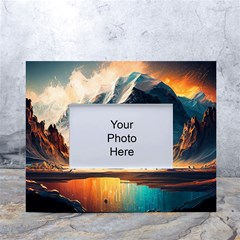 Abstract Color Colorful Mountain Ocean Sea White Tabletop Photo Frame 4 x6  by Pakemis