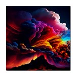 Ocean Sea Wave Clouds Mountain Colorful Sky Art Tile Coaster Front