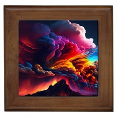 Ocean Sea Wave Clouds Mountain Colorful Sky Art Framed Tile by Pakemis