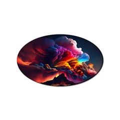 Ocean Sea Wave Clouds Mountain Colorful Sky Art Sticker (oval) by Pakemis