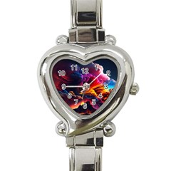 Ocean Sea Wave Clouds Mountain Colorful Sky Art Heart Italian Charm Watch by Pakemis