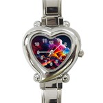 Ocean Sea Wave Clouds Mountain Colorful Sky Art Heart Italian Charm Watch Front