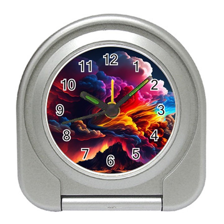 Ocean Sea Wave Clouds Mountain Colorful Sky Art Travel Alarm Clock