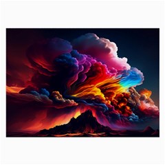 Ocean Sea Wave Clouds Mountain Colorful Sky Art Large Glasses Cloth (2 Sides) by Pakemis