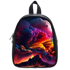 Ocean Sea Wave Clouds Mountain Colorful Sky Art School Bag (small) by Pakemis