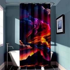 Ocean Sea Wave Clouds Mountain Colorful Sky Art Shower Curtain 36  X 72  (stall)  by Pakemis