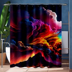 Ocean Sea Wave Clouds Mountain Colorful Sky Art Shower Curtain 60  X 72  (medium)  by Pakemis