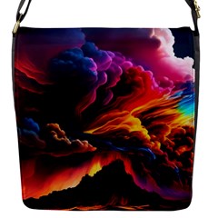 Ocean Sea Wave Clouds Mountain Colorful Sky Art Flap Closure Messenger Bag (s) by Pakemis