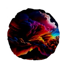 Ocean Sea Wave Clouds Mountain Colorful Sky Art Standard 15  Premium Flano Round Cushions by Pakemis