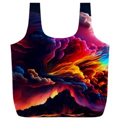 Ocean Sea Wave Clouds Mountain Colorful Sky Art Full Print Recycle Bag (xxl) by Pakemis