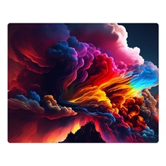 Ocean Sea Wave Clouds Mountain Colorful Sky Art One Side Premium Plush Fleece Blanket (large)