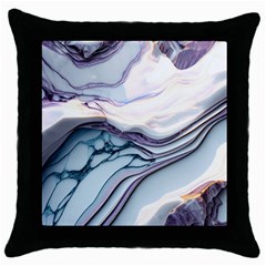 Marble Abstract White Pink Dark Art Throw Pillow Case (black) by Pakemis