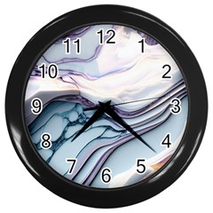 Marble Abstract White Pink Dark Art Wall Clock (black) by Pakemis