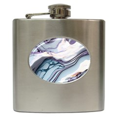 Marble Abstract White Pink Dark Art Hip Flask (6 Oz) by Pakemis