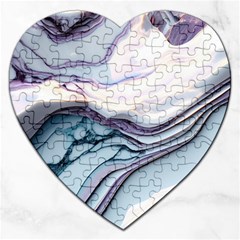 Marble Abstract White Pink Dark Art Jigsaw Puzzle (heart) by Pakemis