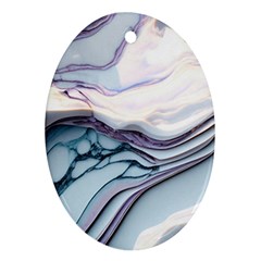 Marble Abstract White Pink Dark Art Oval Ornament (two Sides) by Pakemis