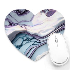 Marble Abstract White Pink Dark Art Heart Mousepad by Pakemis