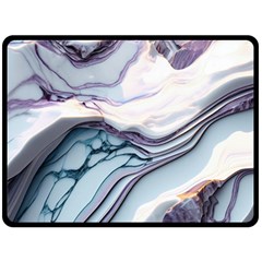 Marble Abstract White Pink Dark Art One Side Fleece Blanket (large) by Pakemis