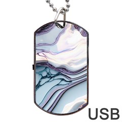 Marble Abstract White Pink Dark Art Dog Tag Usb Flash (one Side) by Pakemis