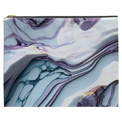 Marble Abstract White Pink Dark Art Cosmetic Bag (xxxl) by Pakemis