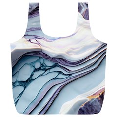 Marble Abstract White Pink Dark Art Full Print Recycle Bag (xl) by Pakemis